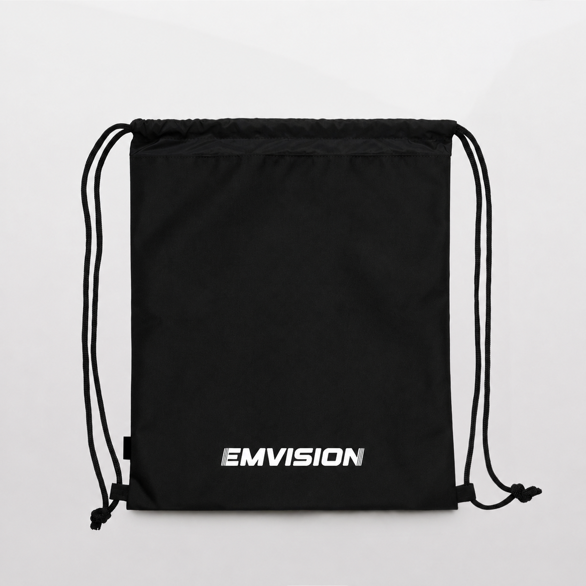 Emvision bag 1037 — black with white wordmark, mockup